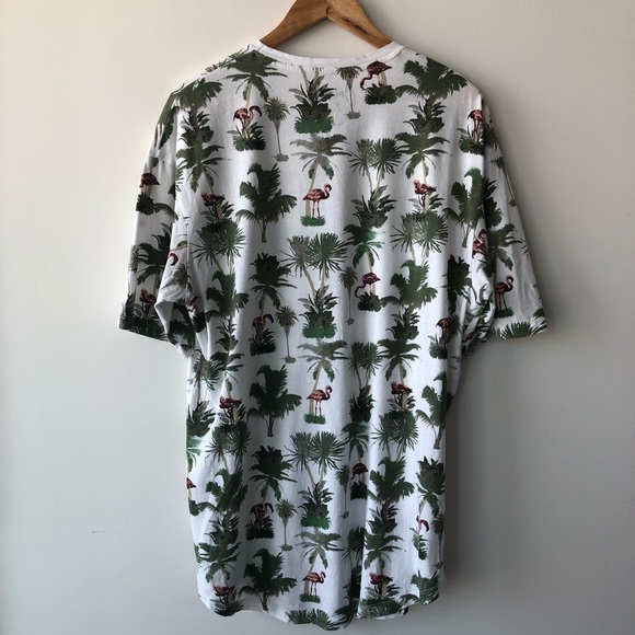 Jack & Jones flamingo/palm tree Crew Neck T shirt - Picture 2 of 4